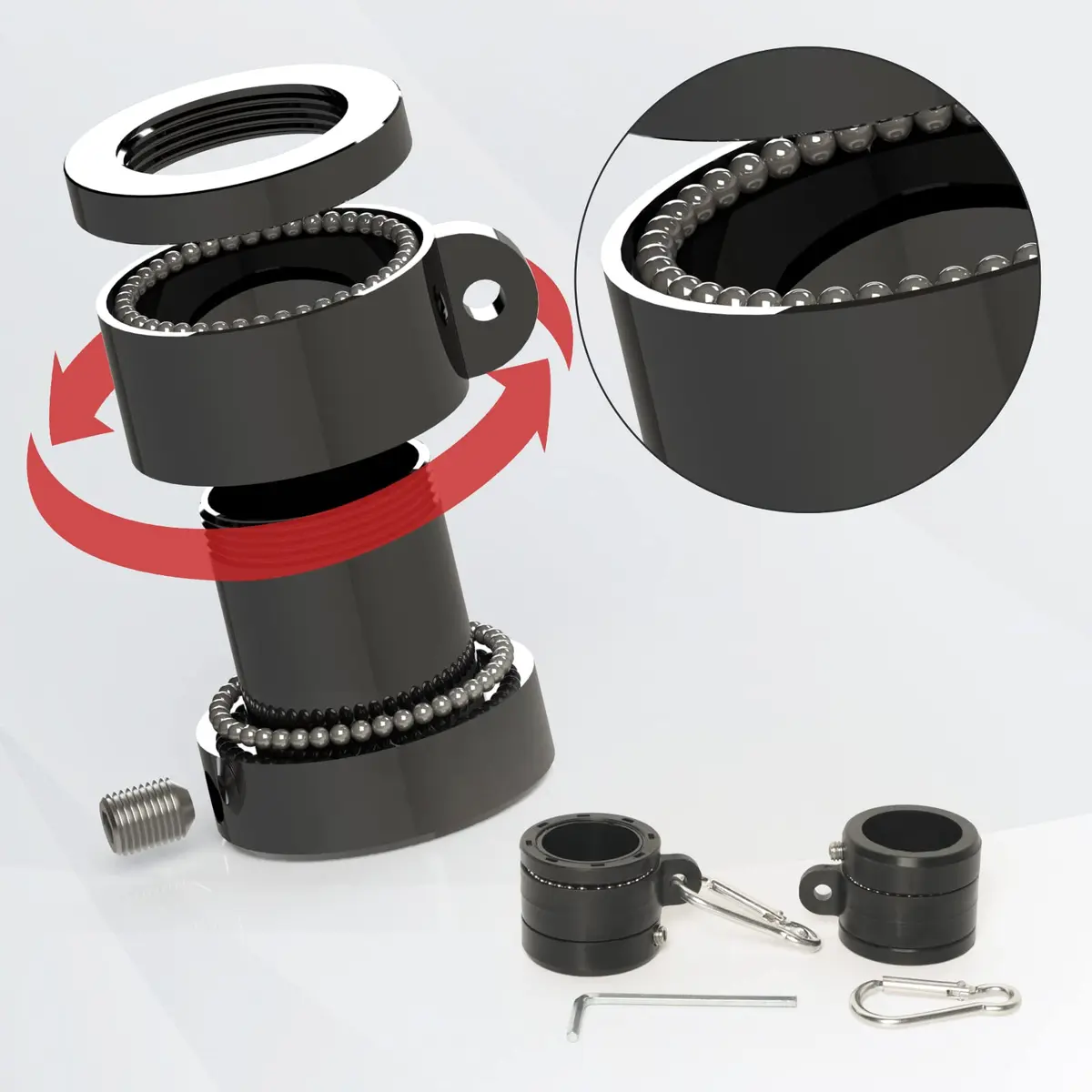 NELXINJO 5ft Black Stainless Steel Flag Pole Kit with Bracket | Anti-Wrap Spinning Design - view 2