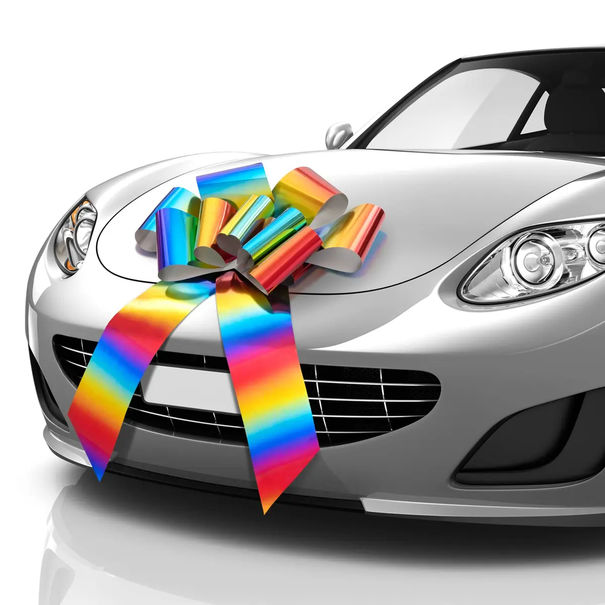 Zoe Deco Giant Car Bow 23 Inch (58.42 cm) Rainbow | Birthday, Wedding, Appliance Decor - main product image