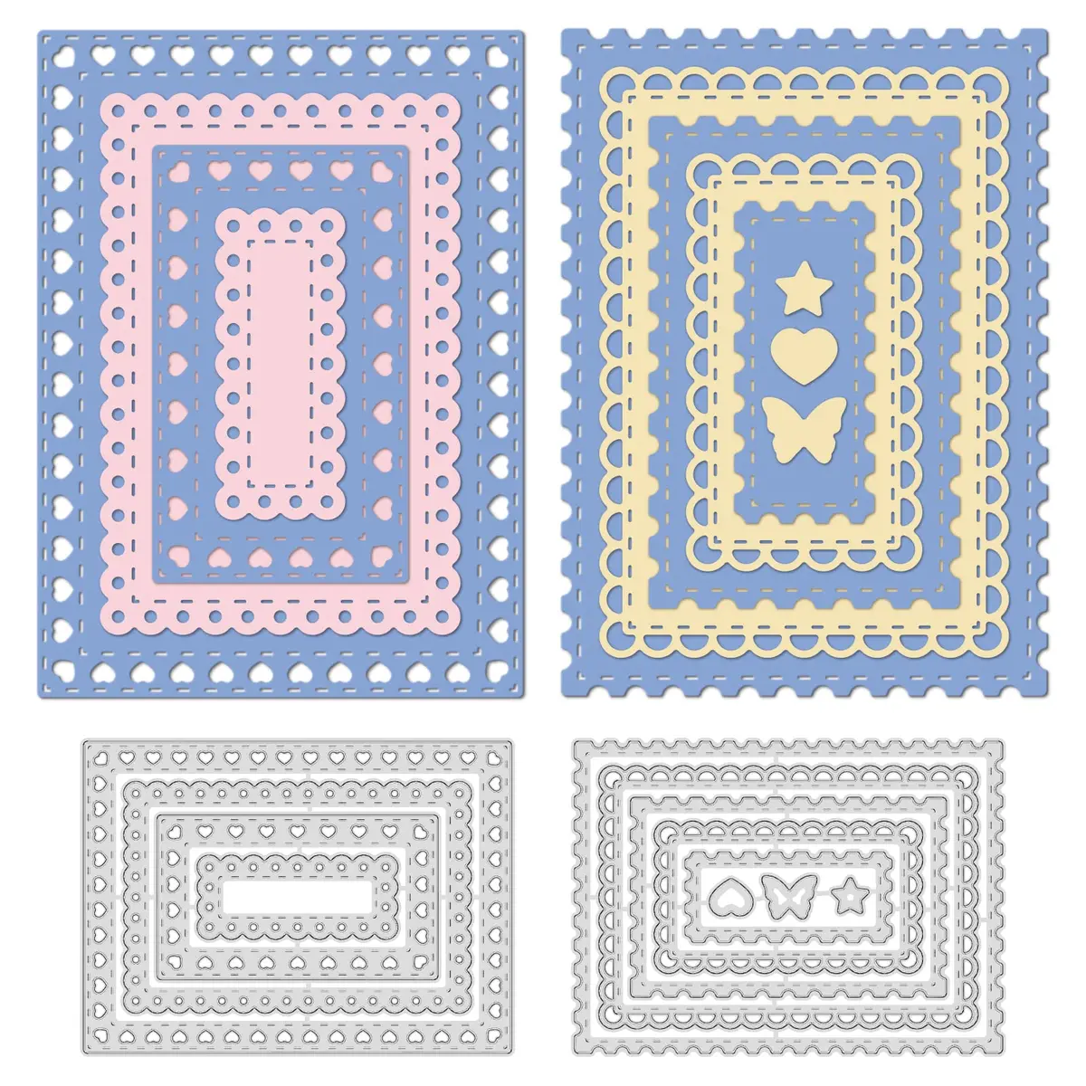 INFUNLY Rectangle Frame Cutting Dies Set 12Pcs | Layered Stencils for Card Making & Scrapbooking - main product image