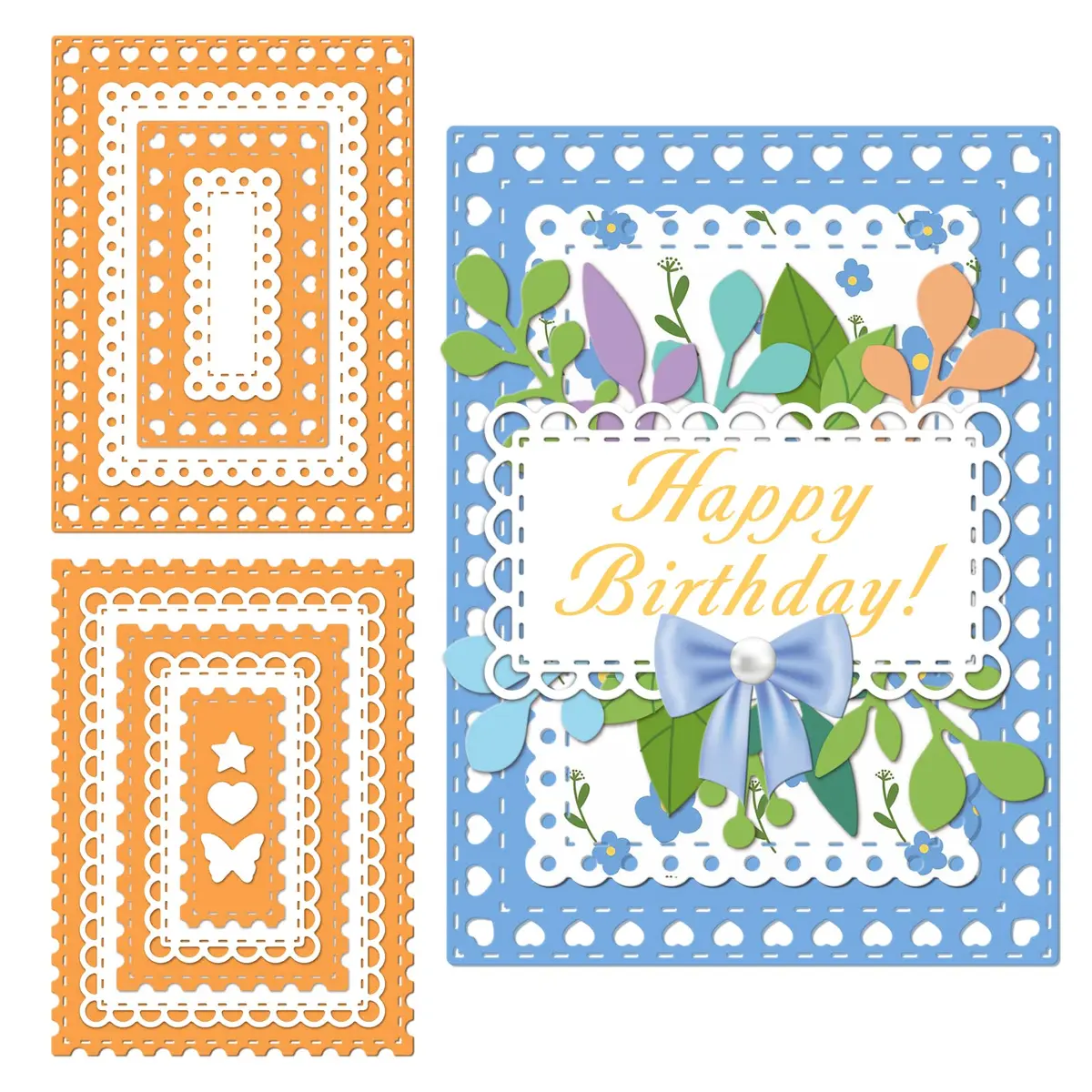 INFUNLY Rectangle Frame Cutting Dies Set 12Pcs | Layered Stencils for Card Making & Scrapbooking - view 8