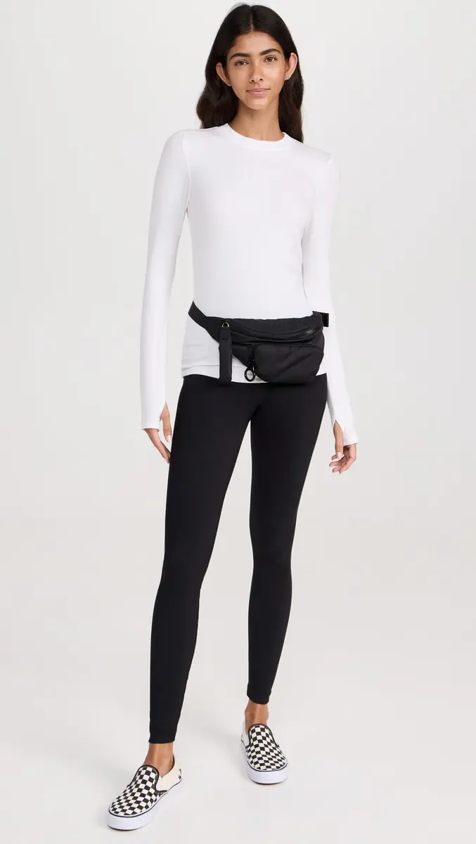 SPLITS59 Louise Rib Long Sleeve Tee, XS | Ultra-soft Modal Rib, Crew Neck, White, XS - view 5