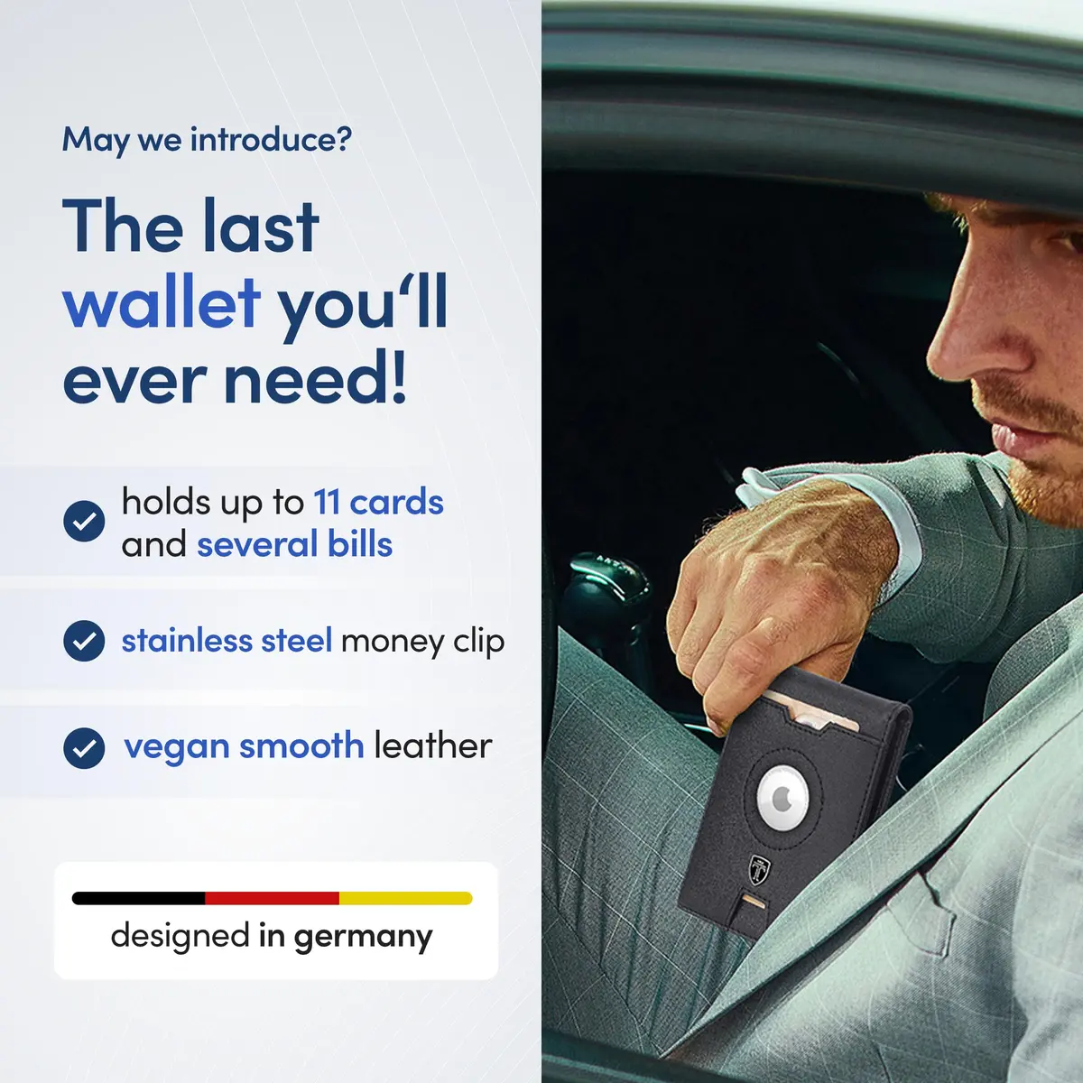 TRAVANDO Money Clip Wallet with AirTag Pocket - RFID Protected Leather Wallet for Men for 11 Cards - view 3