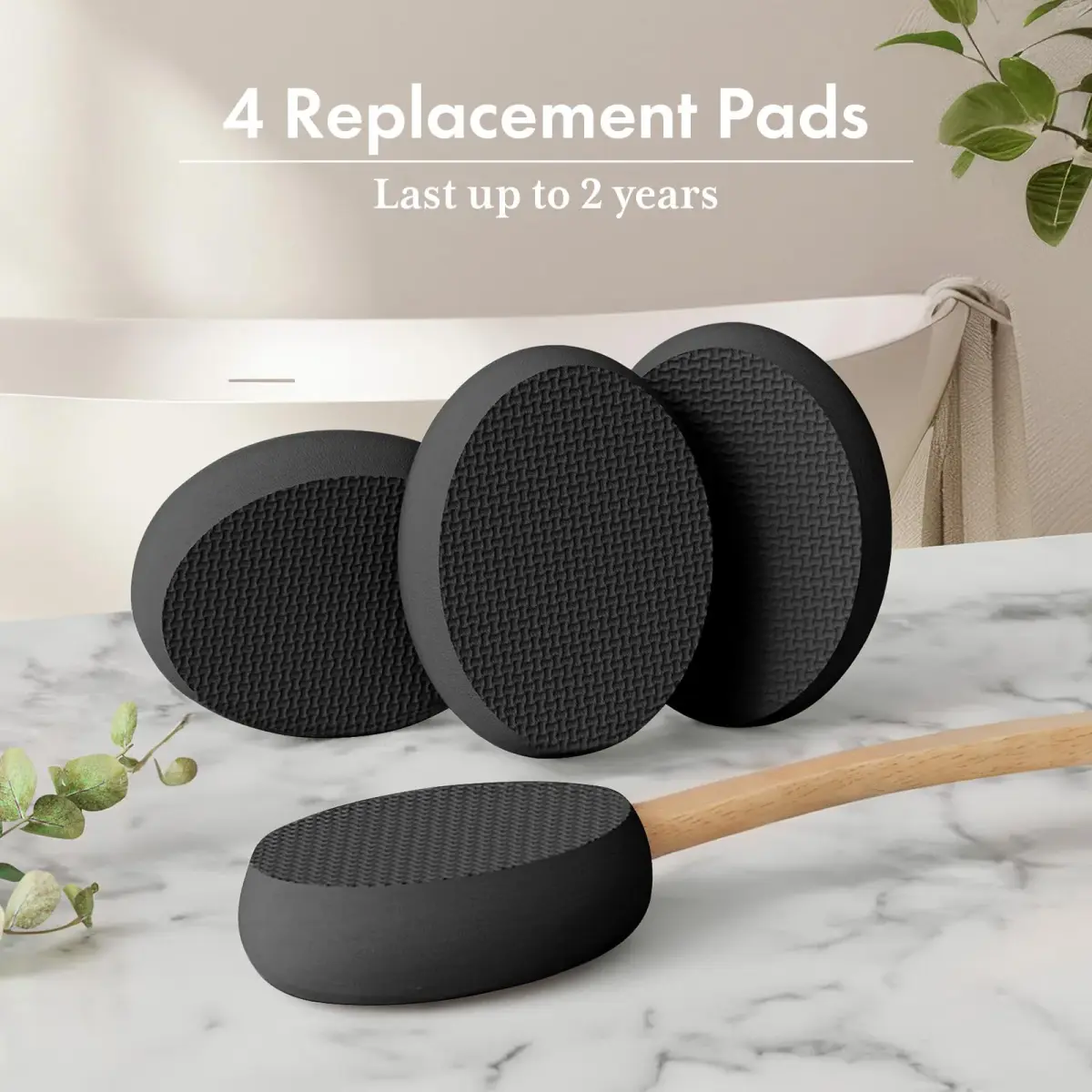 AmazerBath Lotion Applicator for Back & Feet 4 Replacement Pads | 41 cm (16.18") Curved Handle - view 6