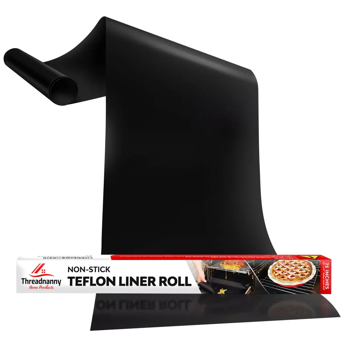 ThreadNanny Teflon Oven Liner Roll 25cm (10") x 190cm (75") | Cut-to-Size Non-Stick Mat for Ovens, Grills, Stovetops - main product image