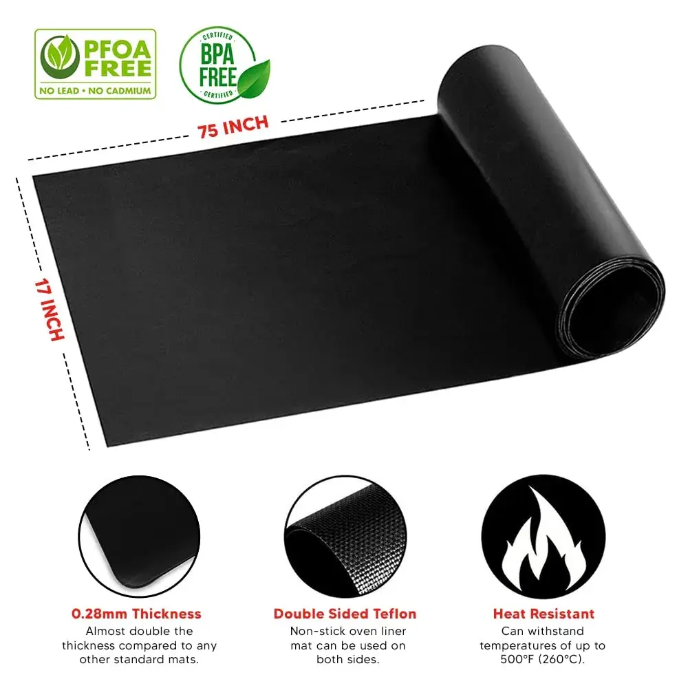 ThreadNanny Teflon Oven Liner Roll 25cm (10") x 190cm (75") | Cut-to-Size Non-Stick Mat for Ovens, Grills, Stovetops - view 3