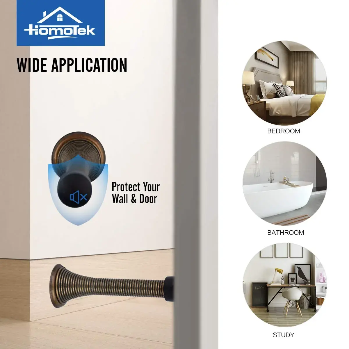 HOMOTEK Spring Door Stopper with Rubber Bumper 30 Pack Antique Brass | Durable Wall Protection - view 5