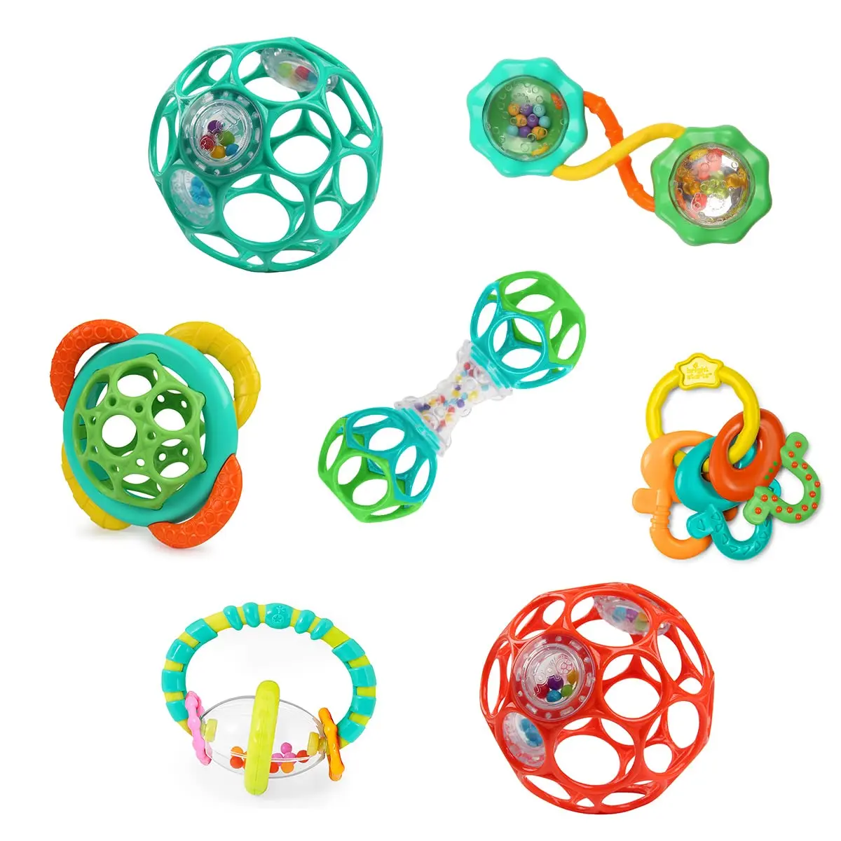 Bright Starts Soothers & Shakers 7pc Gift Set, 320 g (0.7 lb) | BPA-Free Baby Rattles, Teethers & Stroller Toys - main product image