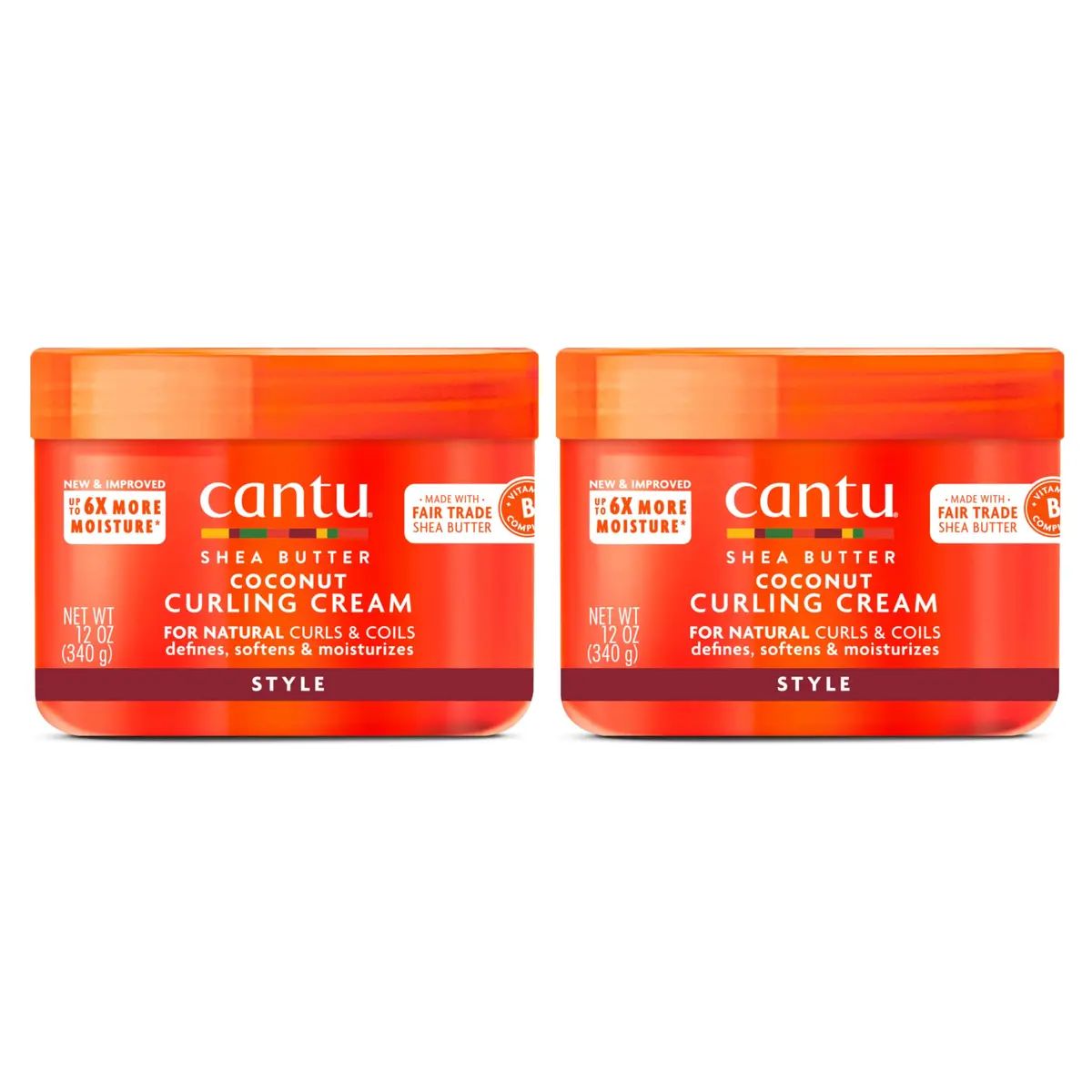 Cantu Coconut Curling Cream for Natural Hair with Pure Shea Butter 355ml (12 fl oz) (Pack of 2) | Defines & Strengthens Curls - main product image