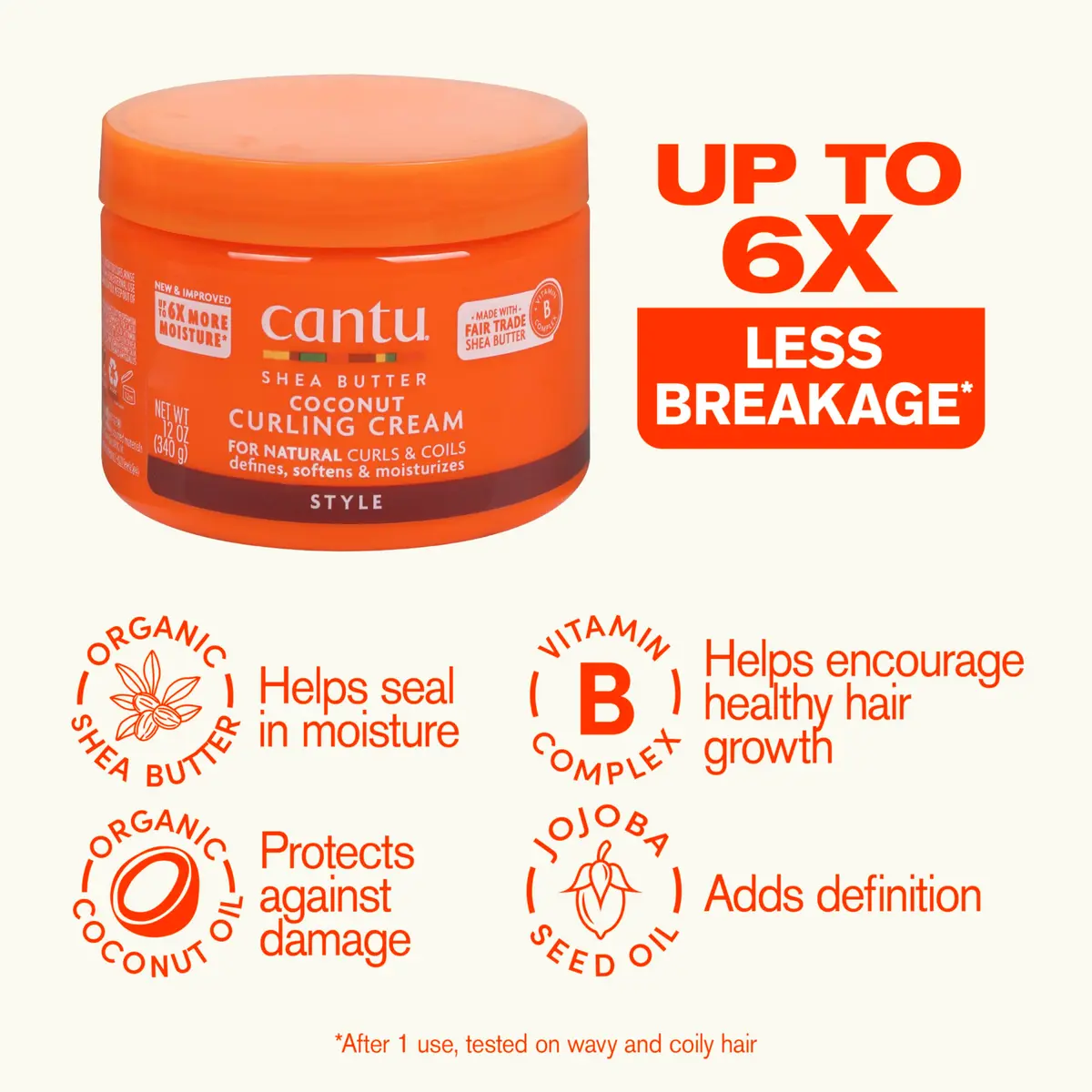 Cantu Coconut Curling Cream for Natural Hair with Pure Shea Butter 355ml (12 fl oz) (Pack of 2) | Defines & Strengthens Curls - view 3