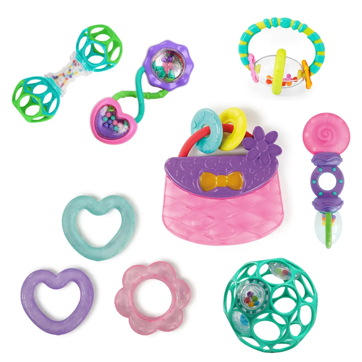 Bright Starts Everything Nice Teething Toys 9-Piece Set | BPA-Free Rattles & Chillable Teethers - main product image