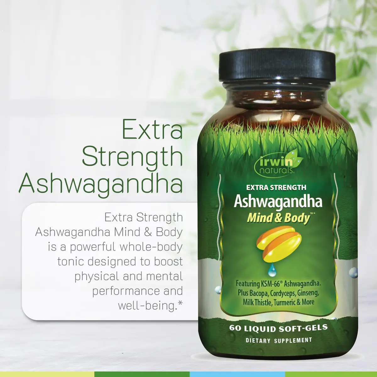 Irwin Naturals Extra Strength Ashwagandha Mind & Body Support (2 Pack) | Adaptogenic Stress & Wellness Formula - view 5
