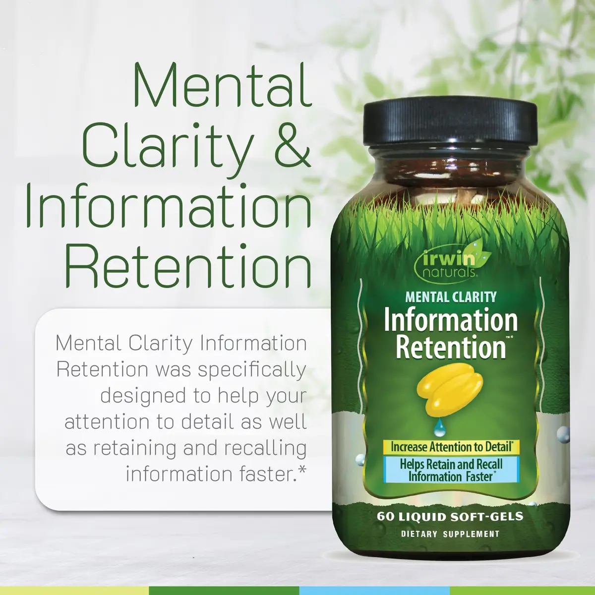 Irwin Naturals Memory Support Liquid Soft-Gels 60 Count | Supports Learning & Recall - view 5