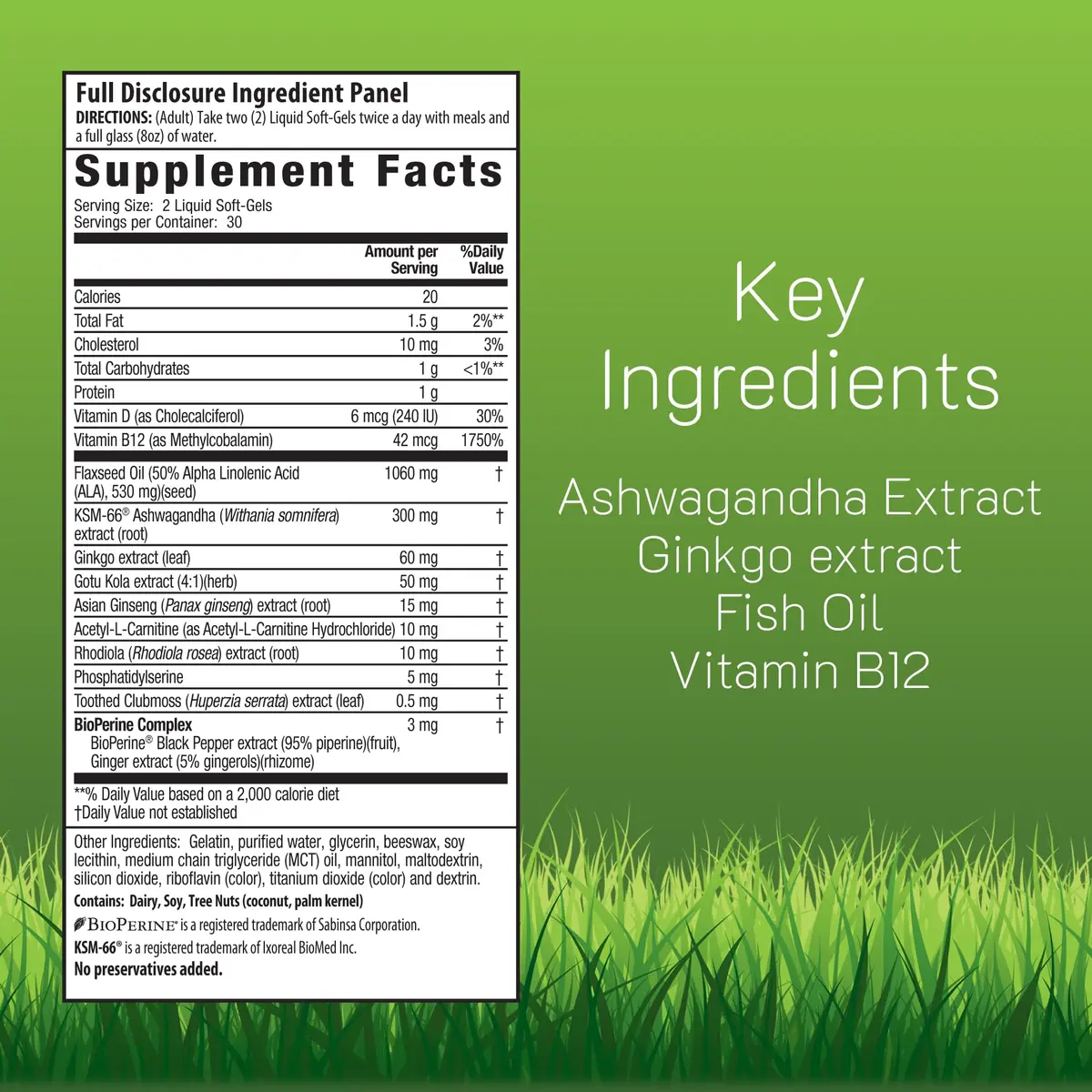 Irwin Naturals Memory Support Liquid Soft-Gels 60 Count | Supports Learning & Recall - view 2