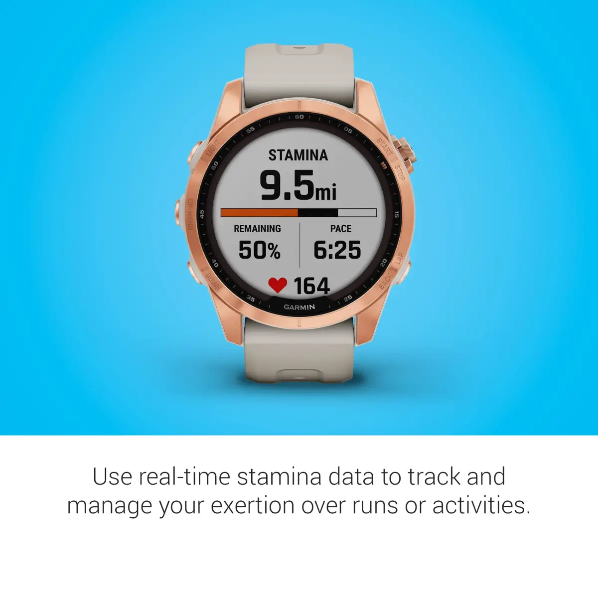 Garmin fenix 7S Solar Smartwatch, 42mm Rose Gold with Light Sand Band | Solar Charging, GPS, Touchscreen - view 4