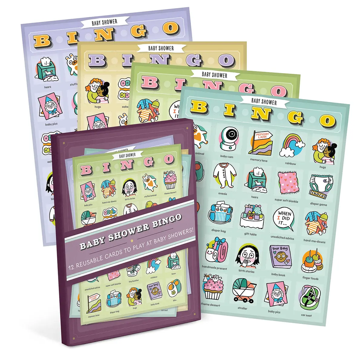 Knock Knock Baby Shower Bingo, 12 Reusable Cards | Party Game for 12 Players - main product image