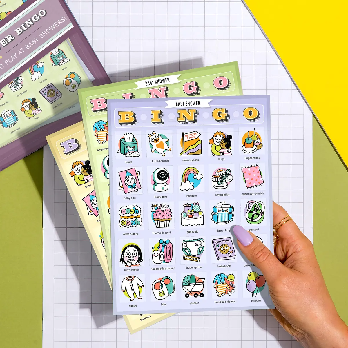 Knock Knock Baby Shower Bingo, 12 Reusable Cards | Party Game for 12 Players - view 6