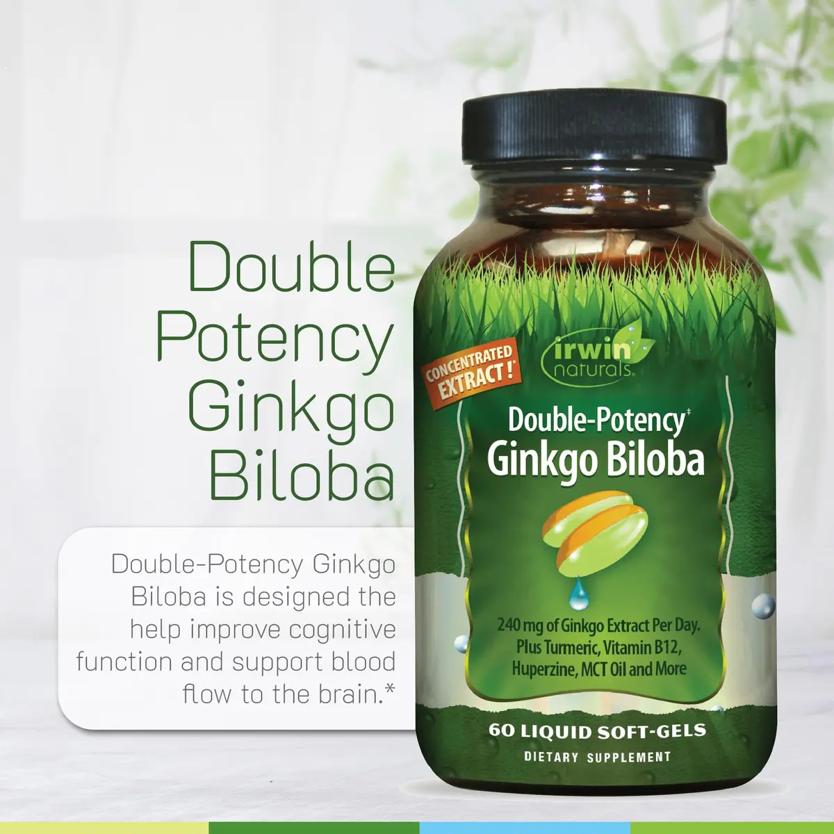 Irwin Naturals Double-Potency Ginkgo Biloba 120 Liquid Soft-Gels | Supports Memory & Brain Wellness - view 5