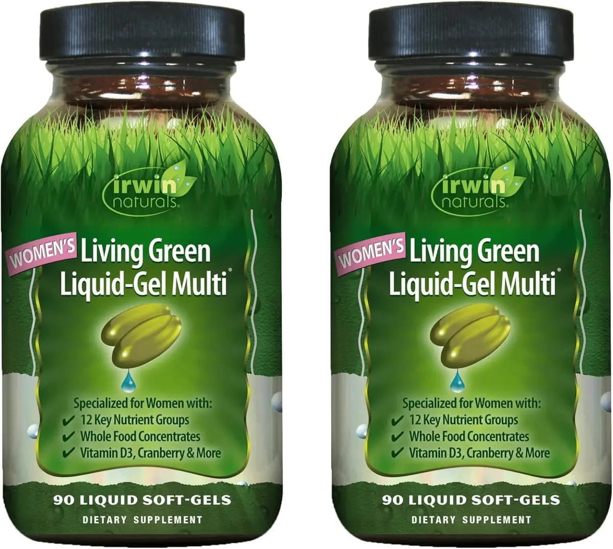Irwin Naturals Women’s Living Green Liquid-Gel Multivitamins | 90 ct 2-Pack for Women’s Wellness & Energy Support - main product image