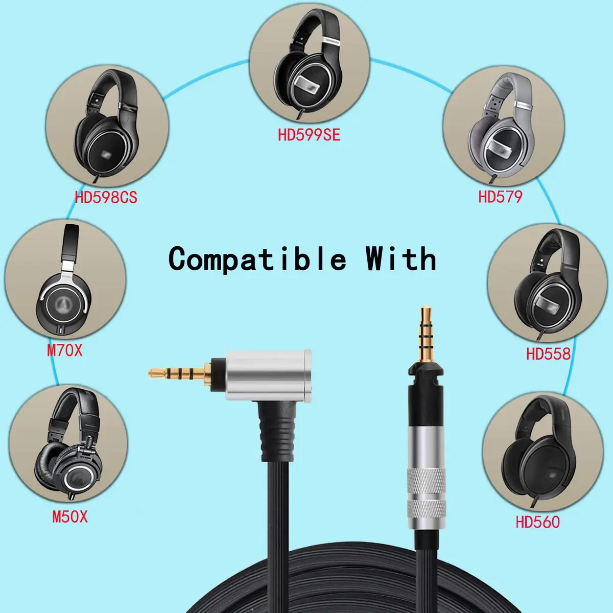 FAAEAL Balance Cable for Sennheiser & Audio-Technica Headphones | 4.9ft 2.5mm | High-Quality Audio - view 3