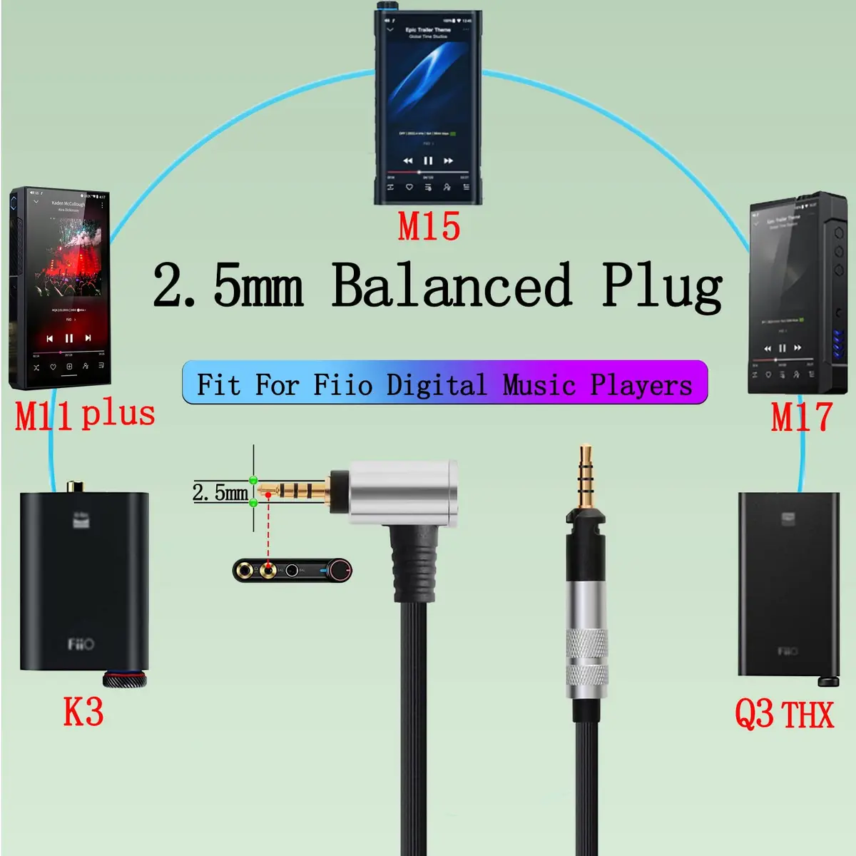 FAAEAL Balance Cable for Sennheiser & Audio-Technica Headphones | 4.9ft 2.5mm | High-Quality Audio - view 4