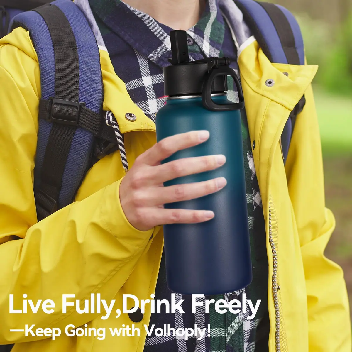Volhoply 32oz Insulated Water Bottle with Straw Lid, Dark Night | Keeps Cold 18h & Hot 12h, 2-Pack - view 7