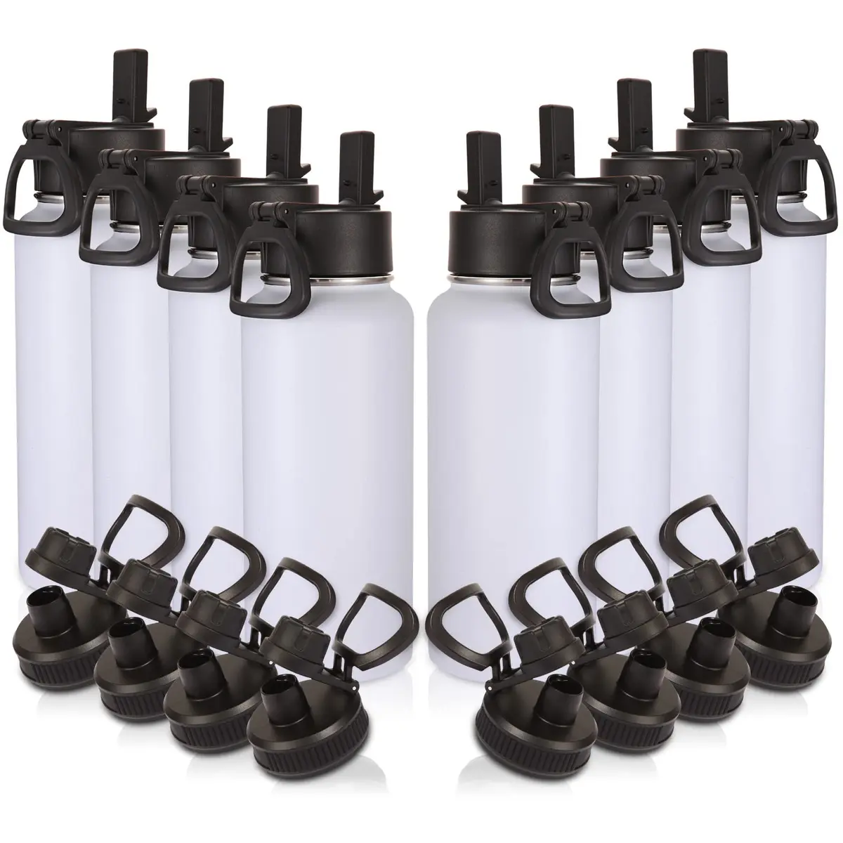 Volhoply 32oz Insulated Water Bottle with Straw Lid | Double Wall Vacuum Keeps Hot 12h Cold 18h | 8-Pack - main product image