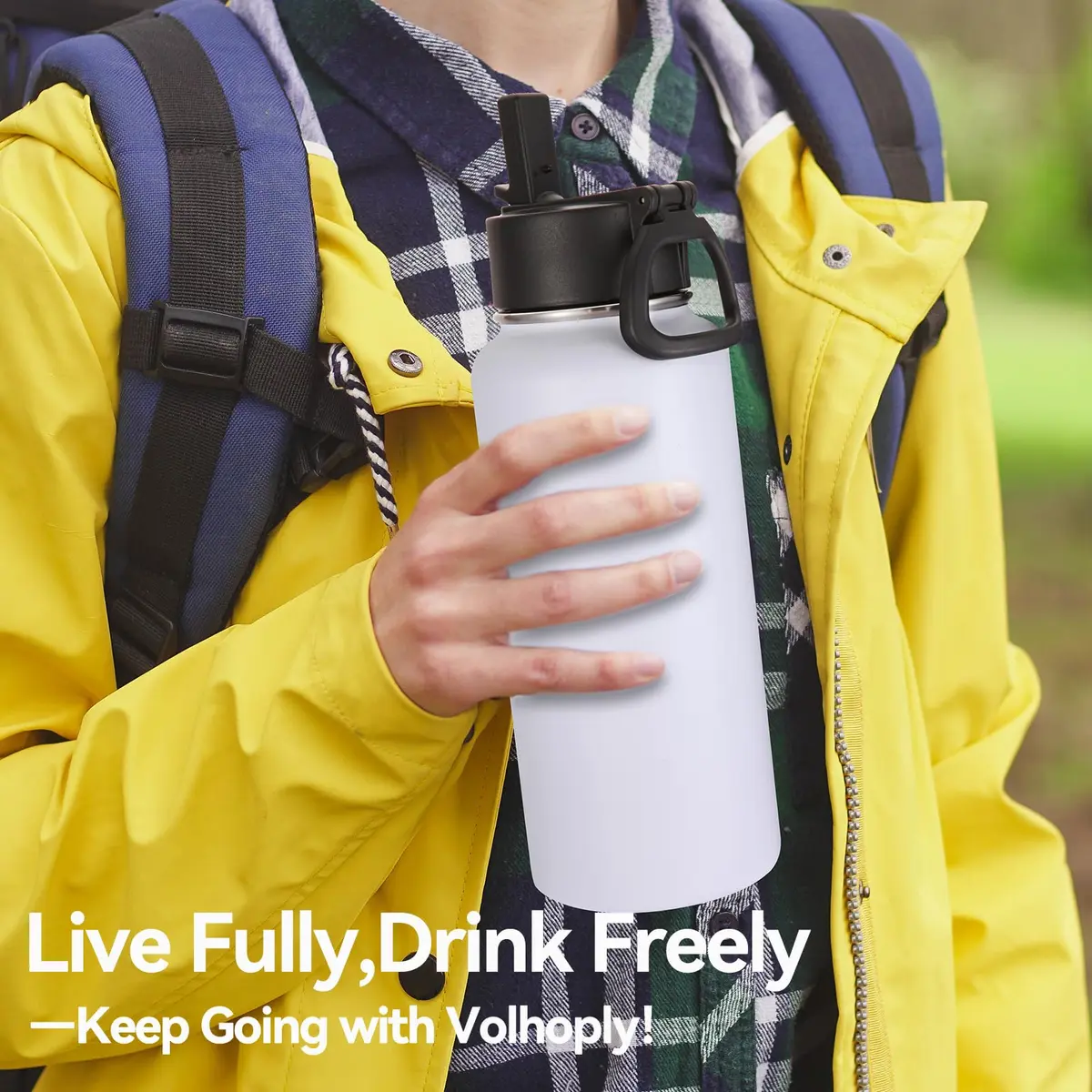 Volhoply 32oz Insulated Water Bottle with Straw Lid | Double Wall Vacuum Keeps Hot 12h Cold 18h | 8-Pack - view 7