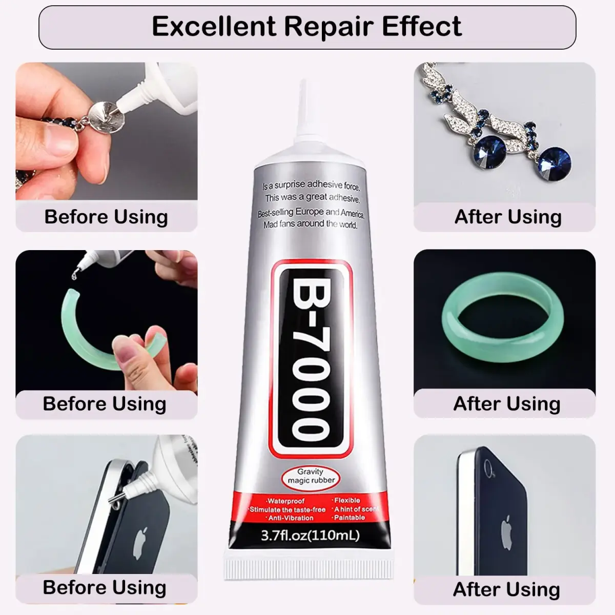 FITTDYHE B7000 Clear Glue 110ml (3.7oz) | Professional Adhesive for Jewelry, Crafts, and Electronics - view 6