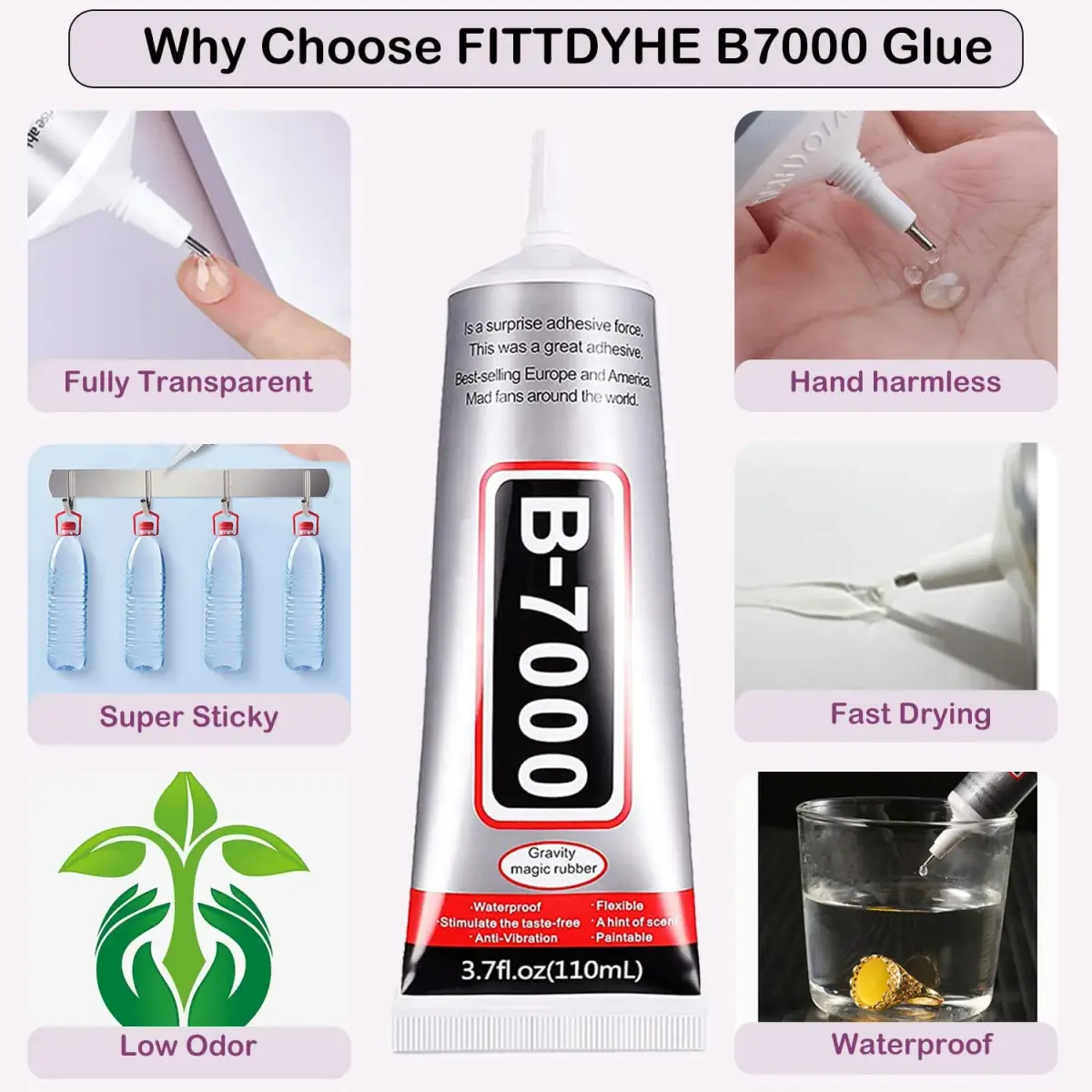 FITTDYHE B7000 Clear Glue 110ml (3.7oz) | Professional Adhesive for Jewelry, Crafts, and Electronics - view 4