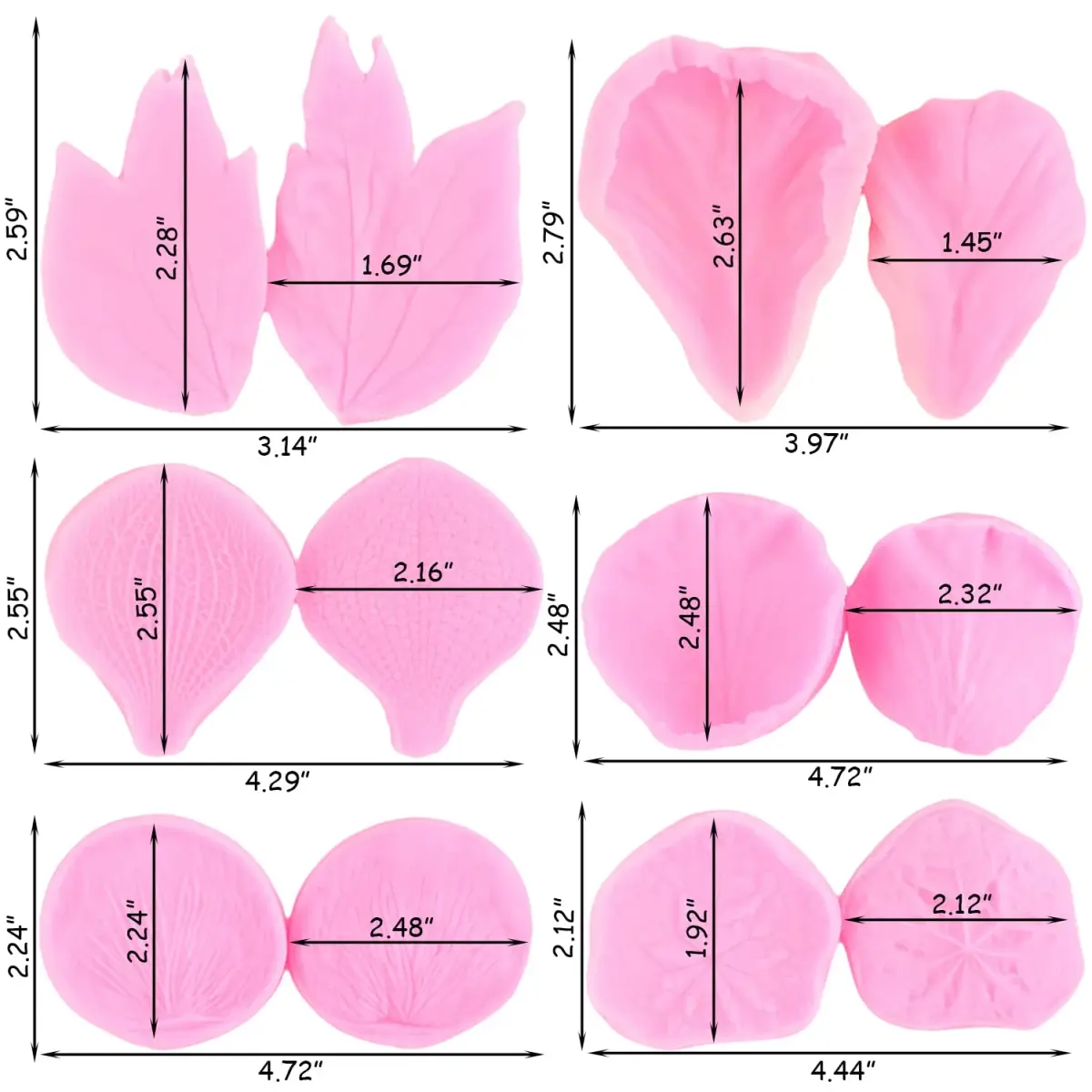 ZiXiang Flower Silicone Veining Molds Set of 6 | Food Grade Silicone for Fondant, Chocolate, Cake Decorating - view 5