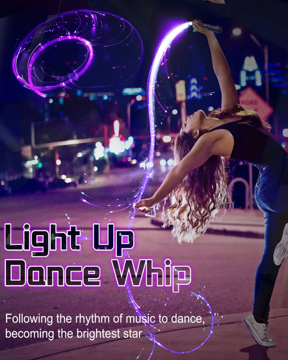 SZYICONG 6ft LED Fiber Optic Whip Dance | USB Rechargeable, Rainbow Bright Lights Effect - view 2