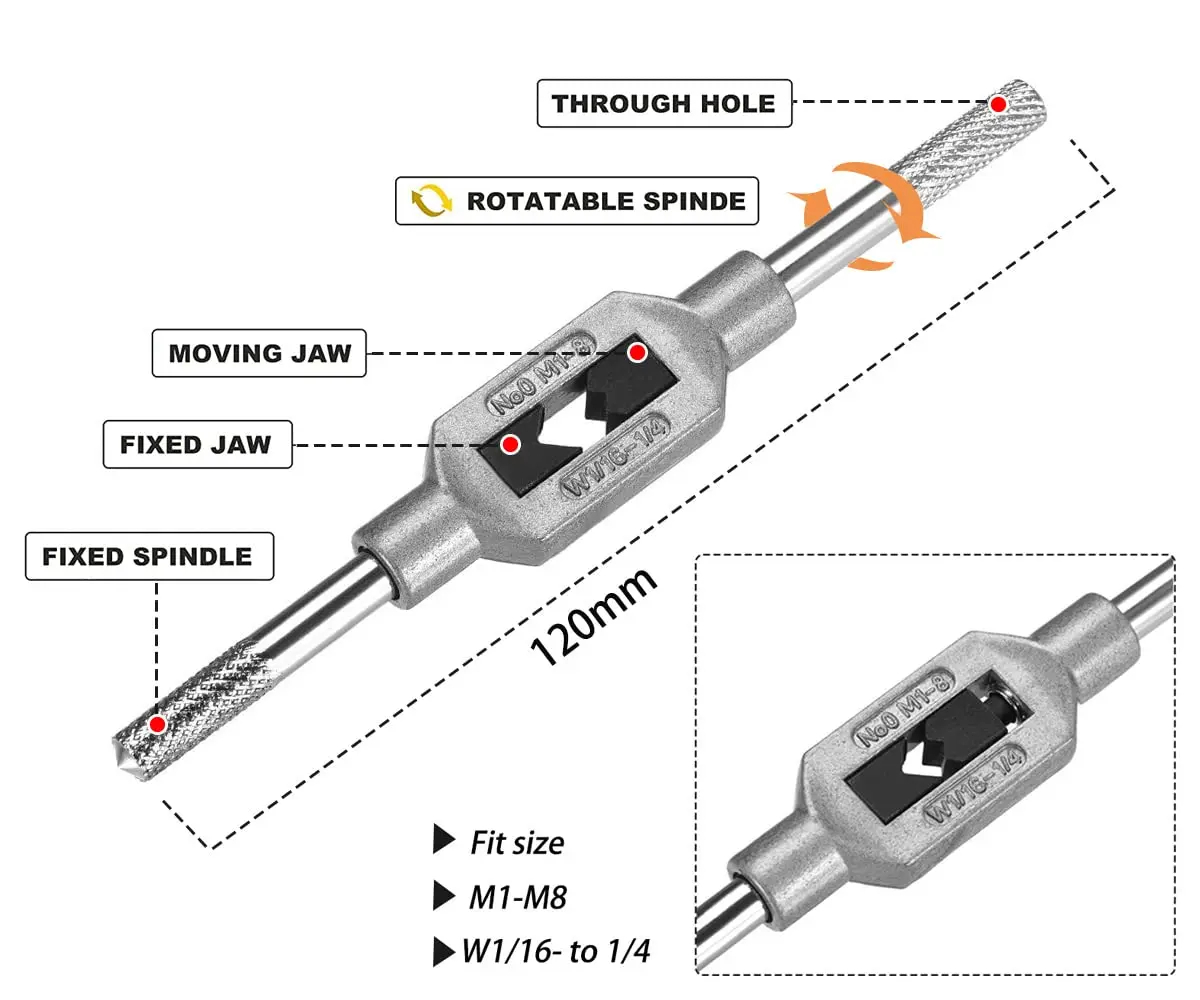 Saipe Micro Taps Set M1-M3.5 with Tap Wrench | HSS Threading Tools for Small Crafts - view 4