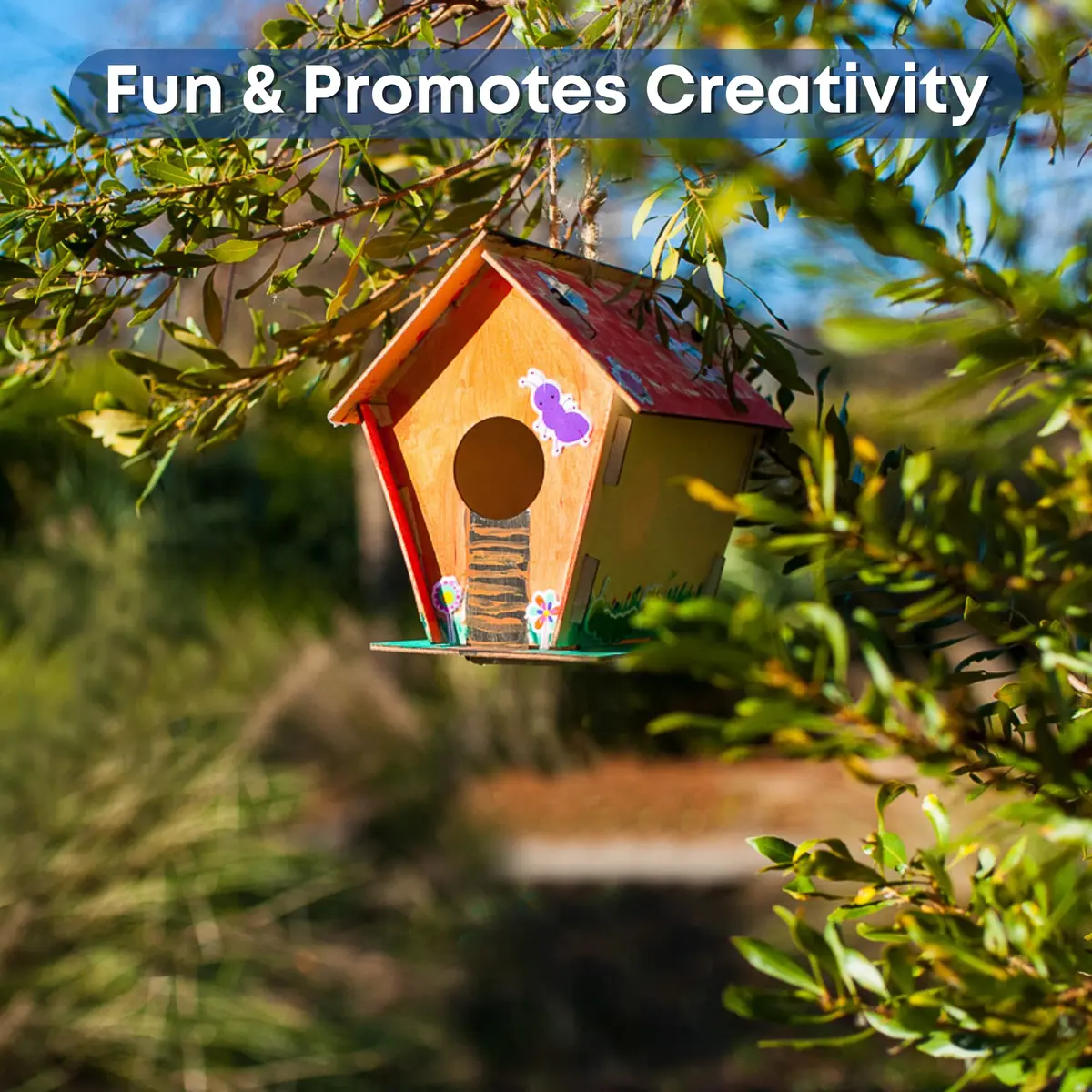 CRAFTY HAPPITOYS 9 DIY Bird House Kits for Kids to Build & Paint | Wooden Craft Kit for Ages 4-12 - view 6