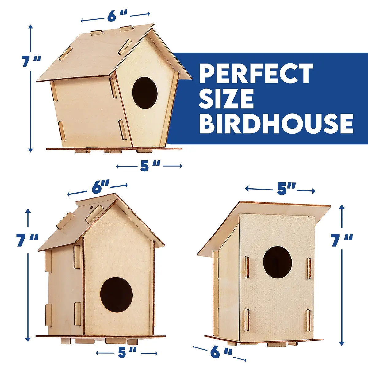CRAFTY HAPPITOYS 9 DIY Bird House Kits for Kids to Build & Paint | Wooden Craft Kit for Ages 4-12 - view 3