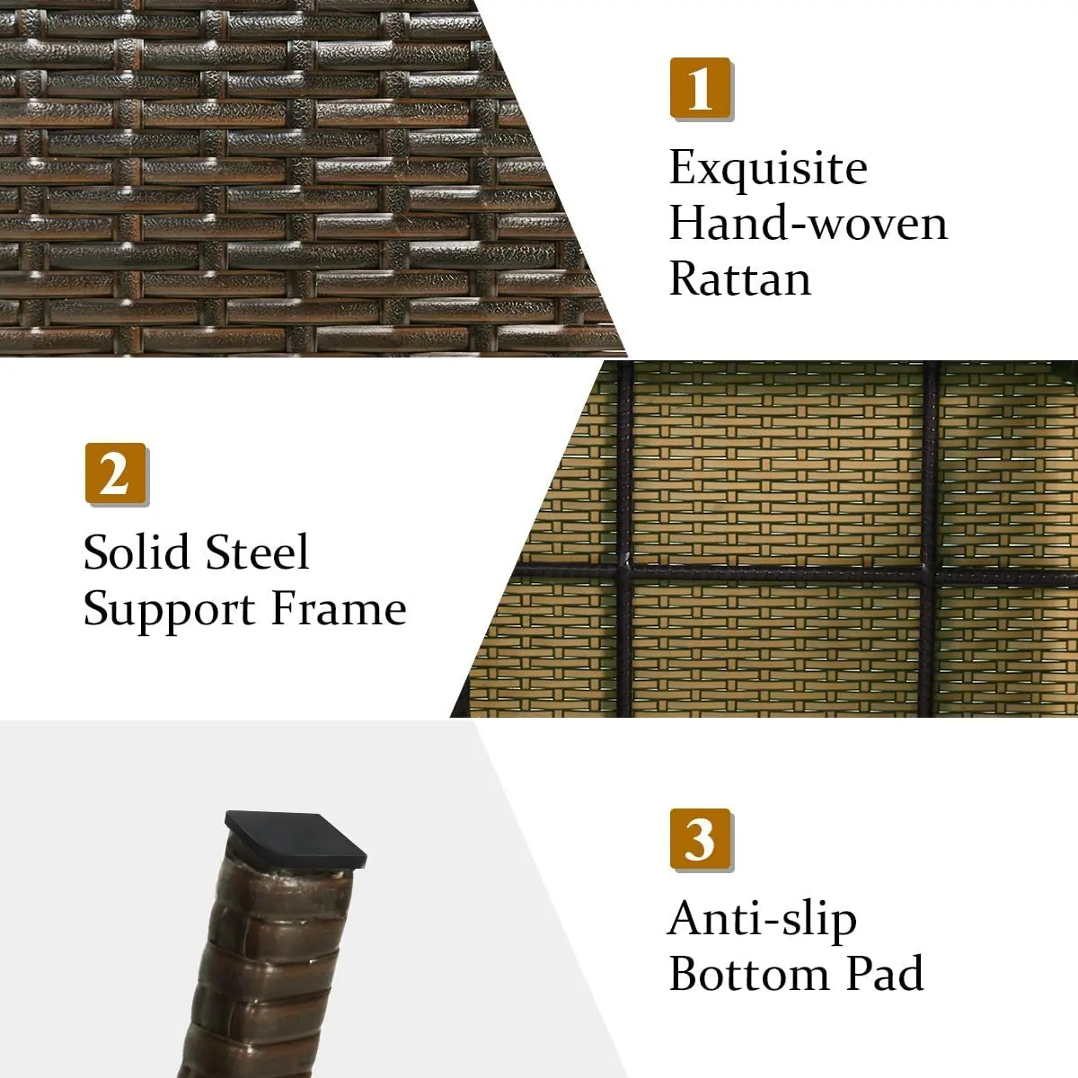 HAPPYGRILL Outdoor Wicker Table Folding Rattan Side Table 24" x 16" | Foldable & Sun Resistant - view 4