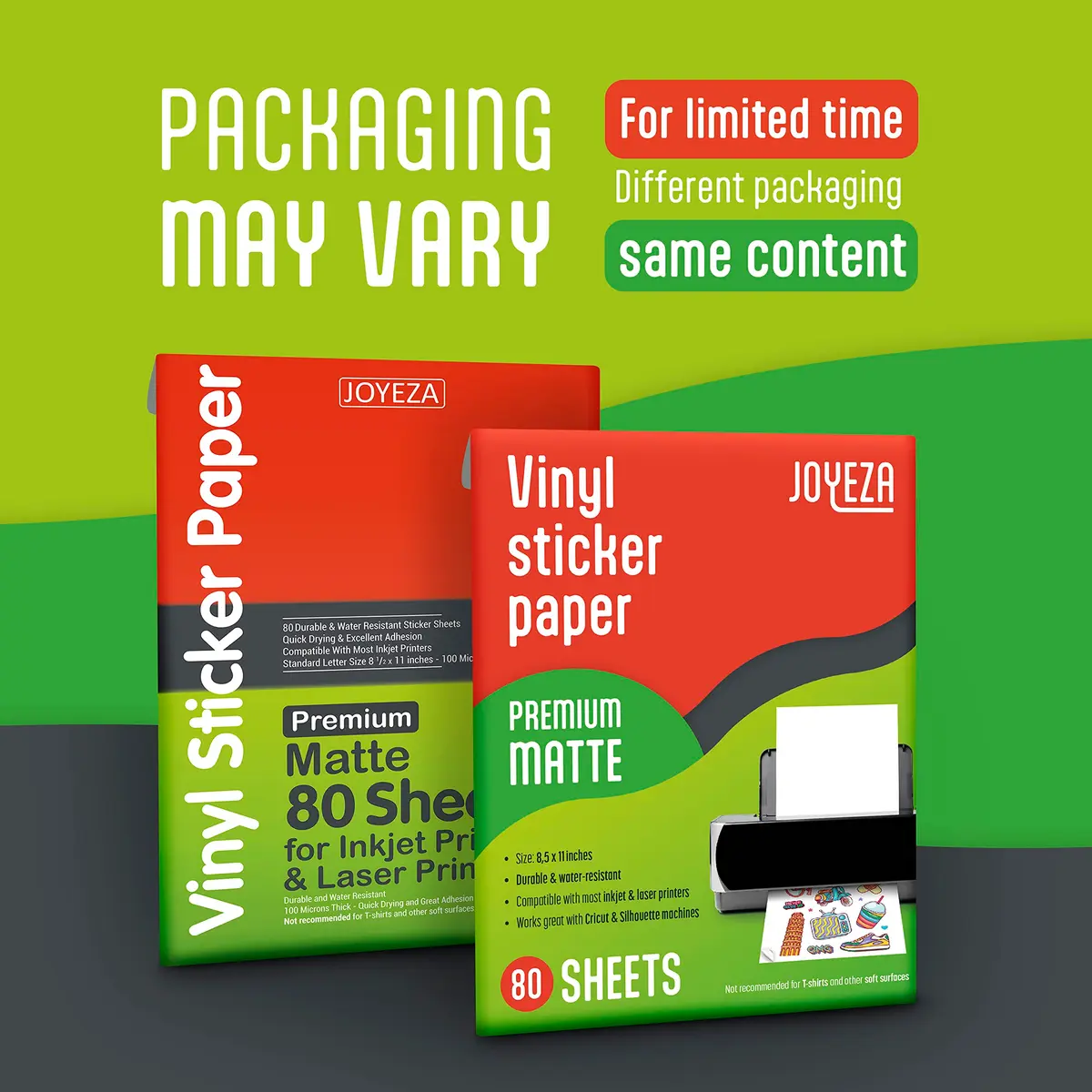 JOYEZA Printable Vinyl Sticker Paper for Inkjet Printer 80 Sheets Matte White Waterproof | Waterproof, Quick-Dry, Vivid Colors - view 6