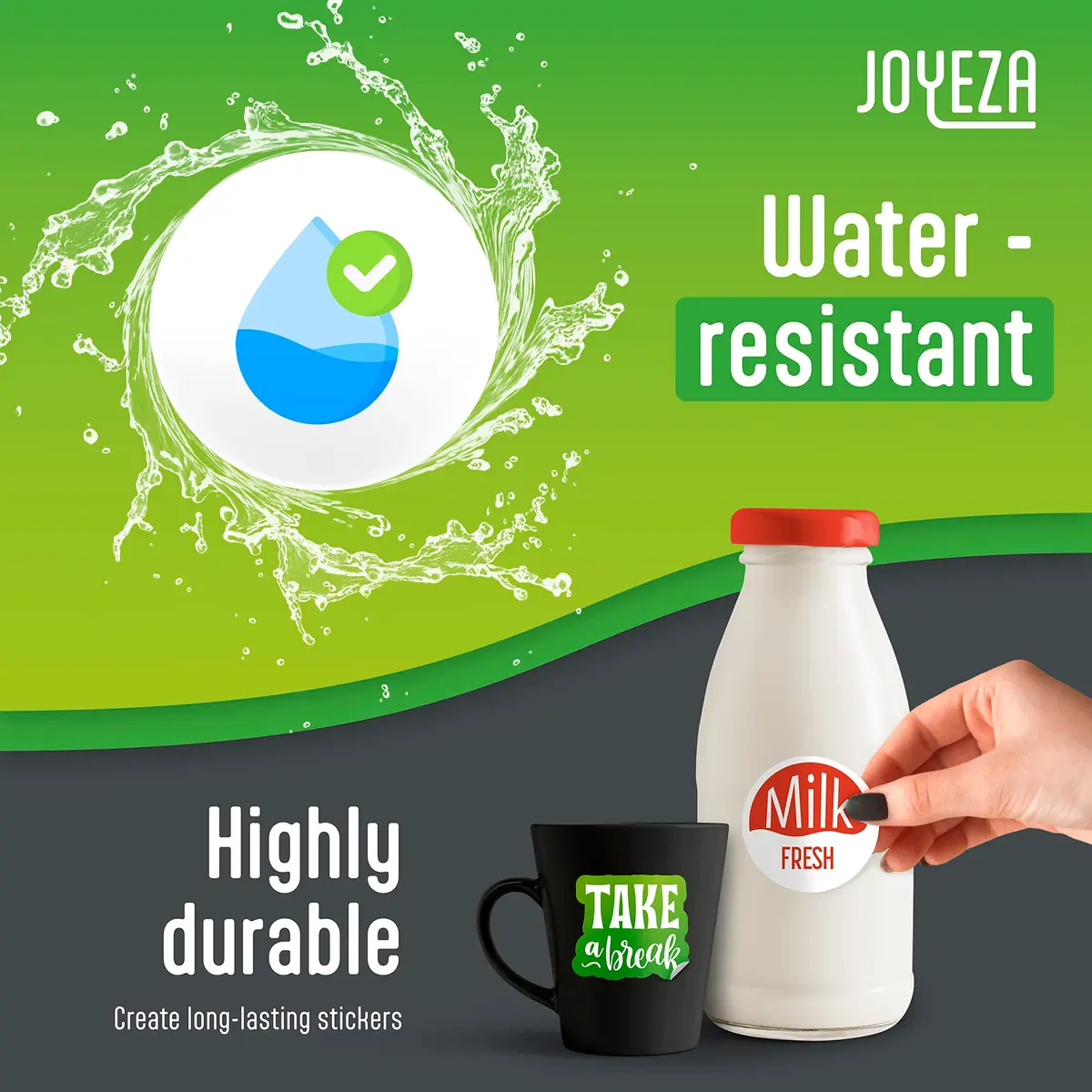 JOYEZA Printable Vinyl Sticker Paper for Inkjet Printer 80 Sheets Matte White Waterproof | Waterproof, Quick-Dry, Vivid Colors - view 4