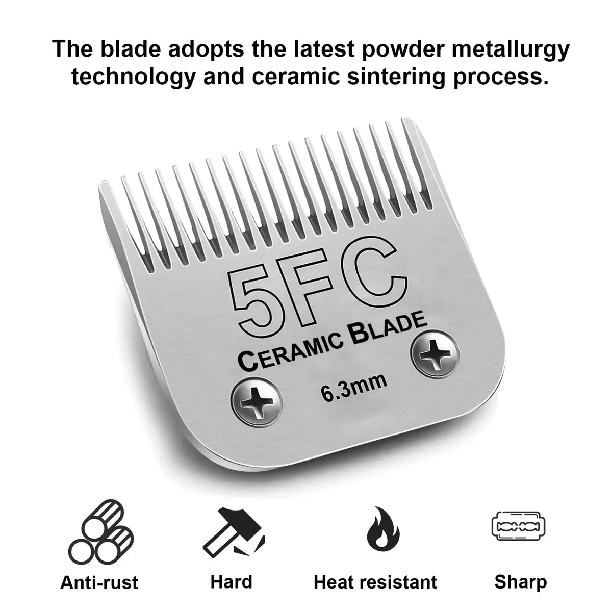 Audoc 5FC Blade Dog Grooming Clipper Blades | Compatible with Andis Dog Clipper, Ceramic & Stainless Steel, 6.3mm Cut - view 5