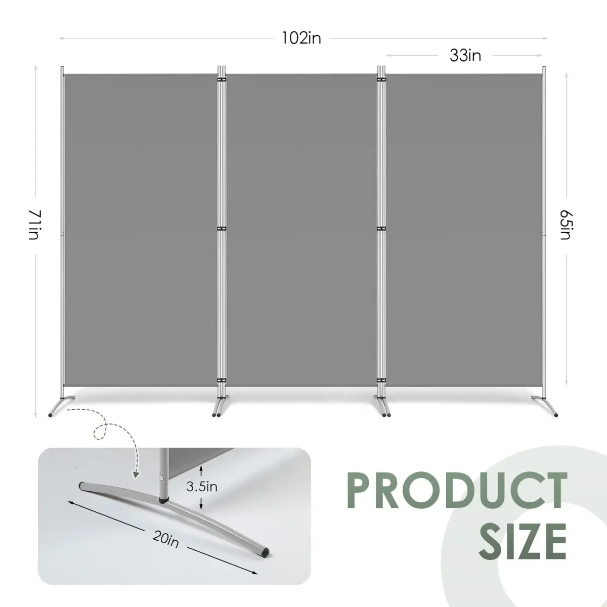 RANTILA 3 Panel Room Divider 213 cm (102''W) x 170 cm (71''H) | Freestanding Privacy Screen for India - view 2