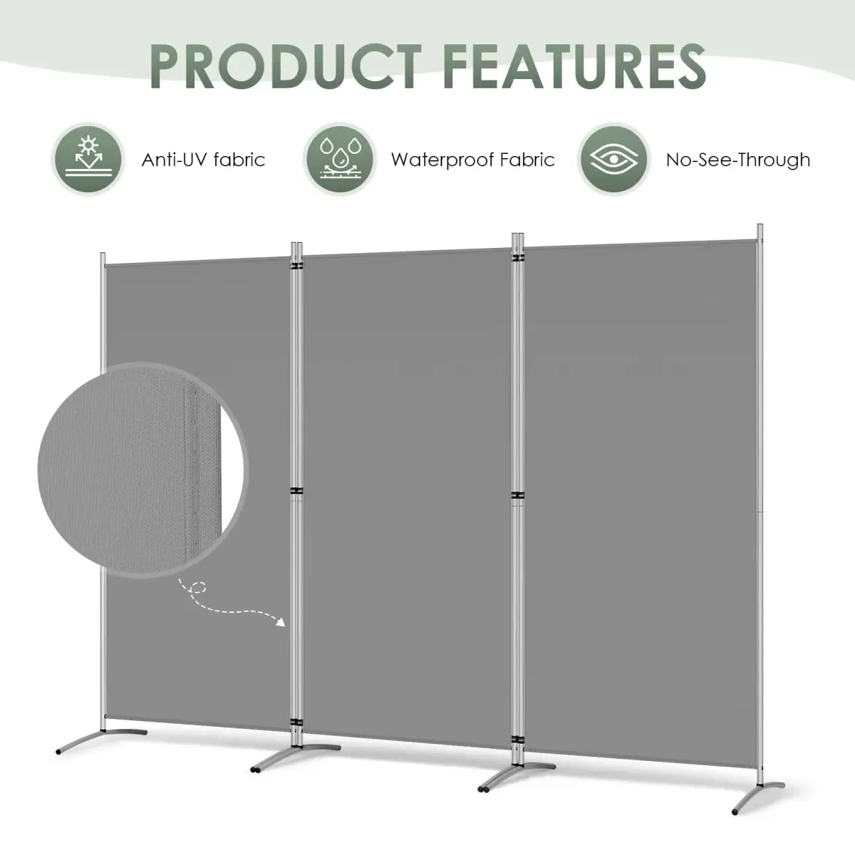 RANTILA 3 Panel Room Divider 213 cm (102''W) x 170 cm (71''H) | Freestanding Privacy Screen for India - view 3