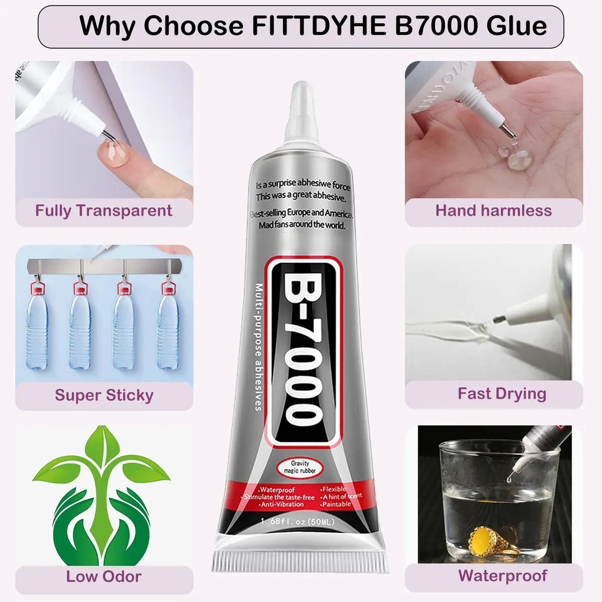 FITTDYHE B7000 Jewelry Glue 110ml (3.72 fl oz) | Transparent, Waterproof, High Elasticity for Crafts - view 3