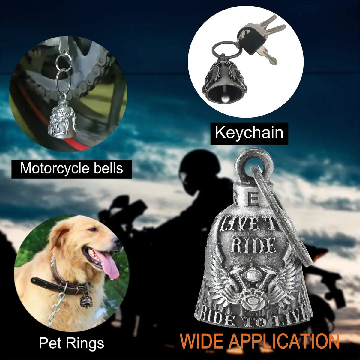 Dream Apparel Motorcycle Bell for Bikers | Heavy Lucky Rider Keychain & Accessory - view 4