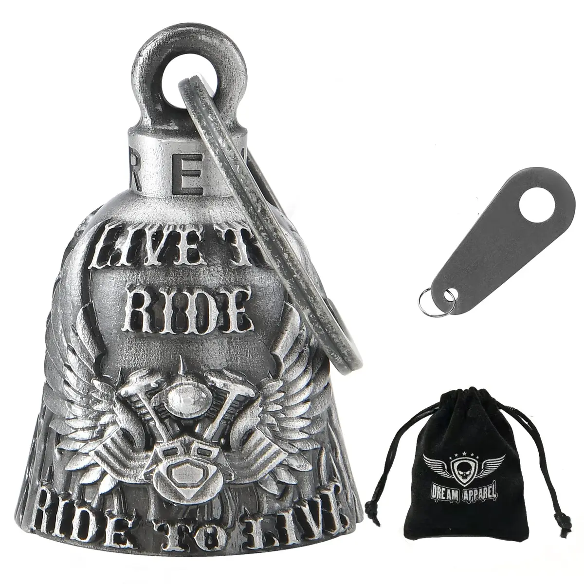 Dream Apparel Motorcycle Bell for Bikers | Heavy Lucky Rider Keychain & Accessory - main product image