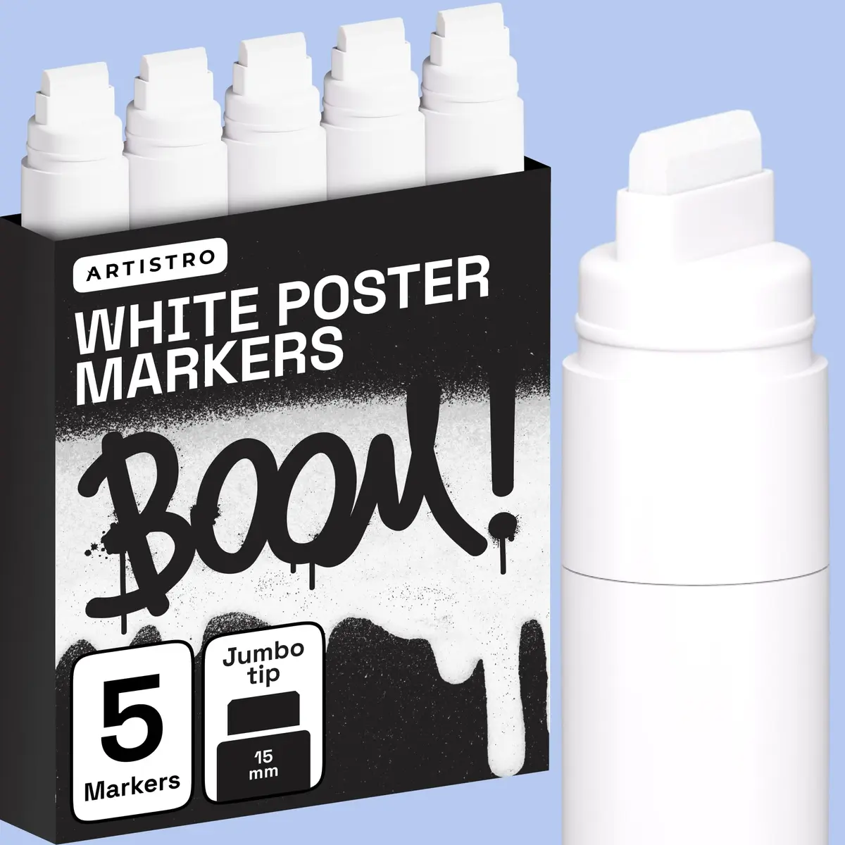 ARTISTRO White Paint Pens Jumbo Tips Set of 5 | ASTM D-4236 Certified - main product image