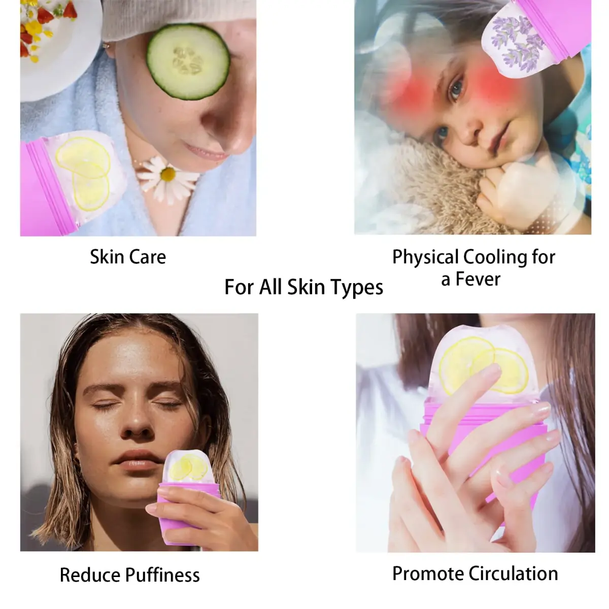 Evmliy Silicone Ice Face Roller for Face & Neck | Tightens Skin, Reduces Puffiness, Enhances Glow (1 Pack, Purple) - view 5