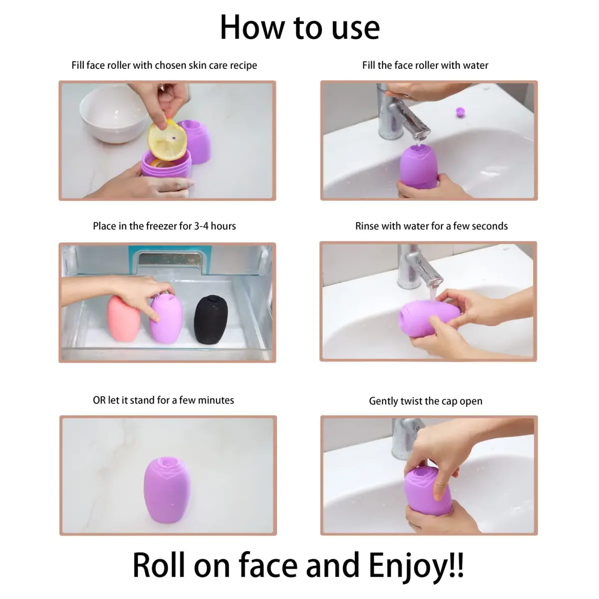 Evmliy Silicone Ice Face Roller for Face & Neck | Tightens Skin, Reduces Puffiness, Enhances Glow (1 Pack, Purple) - view 3