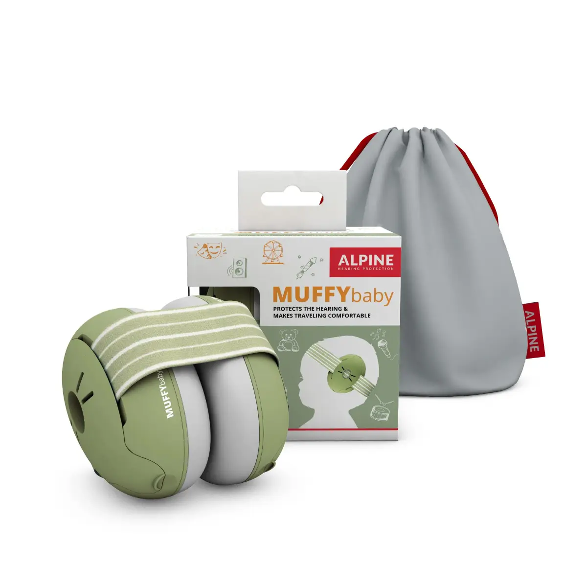 Alpine Muffy Baby Ear Muffs Noise Protection | Toddler Ear Protection 23 dB SNR (Green) - main product image