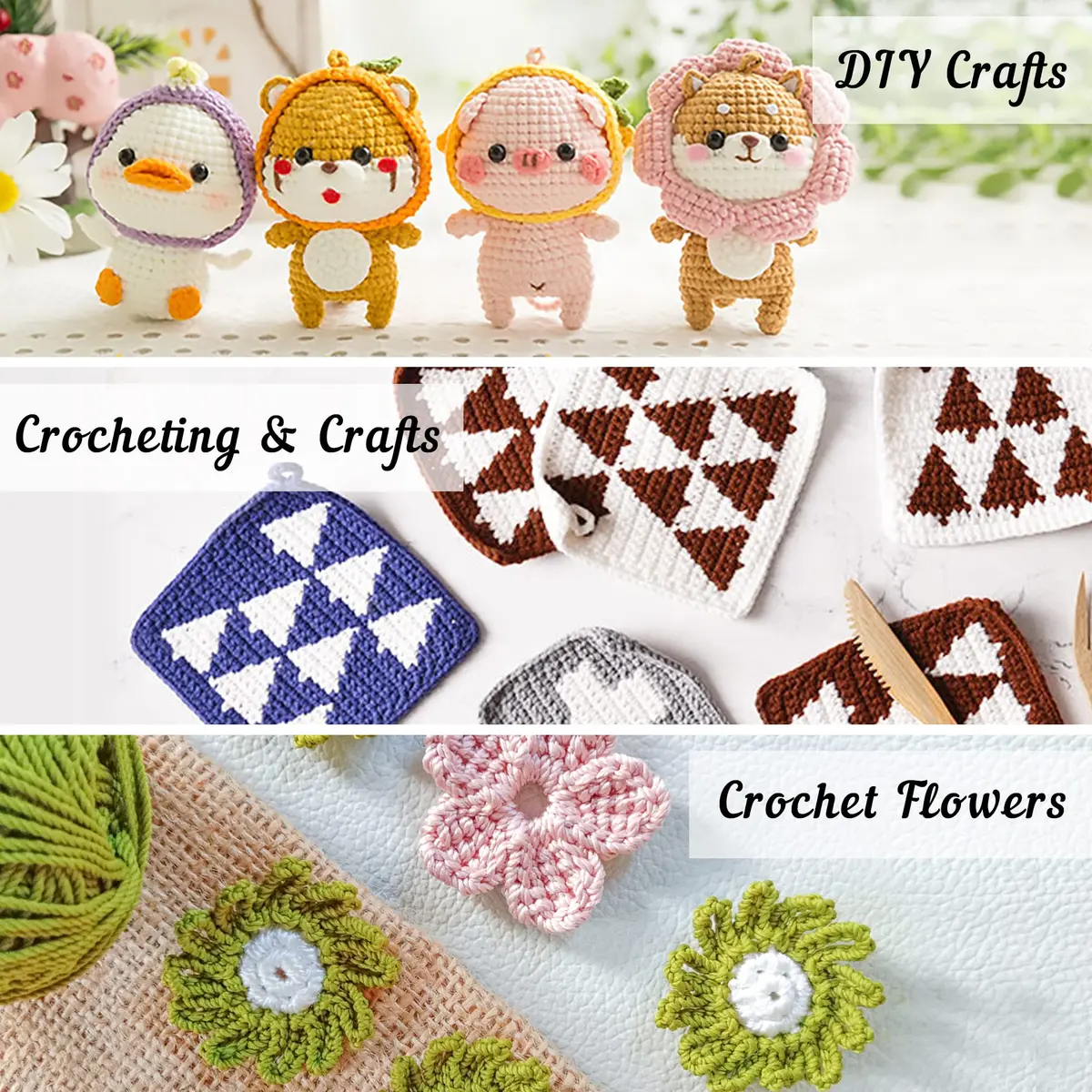 INSCRAFT Crochet Yarn Kit for Beginners & Kids | 1650 Yards, 30 Colors, Acrylic Yarn, Hooks, Manual, Pink Bag - view 8