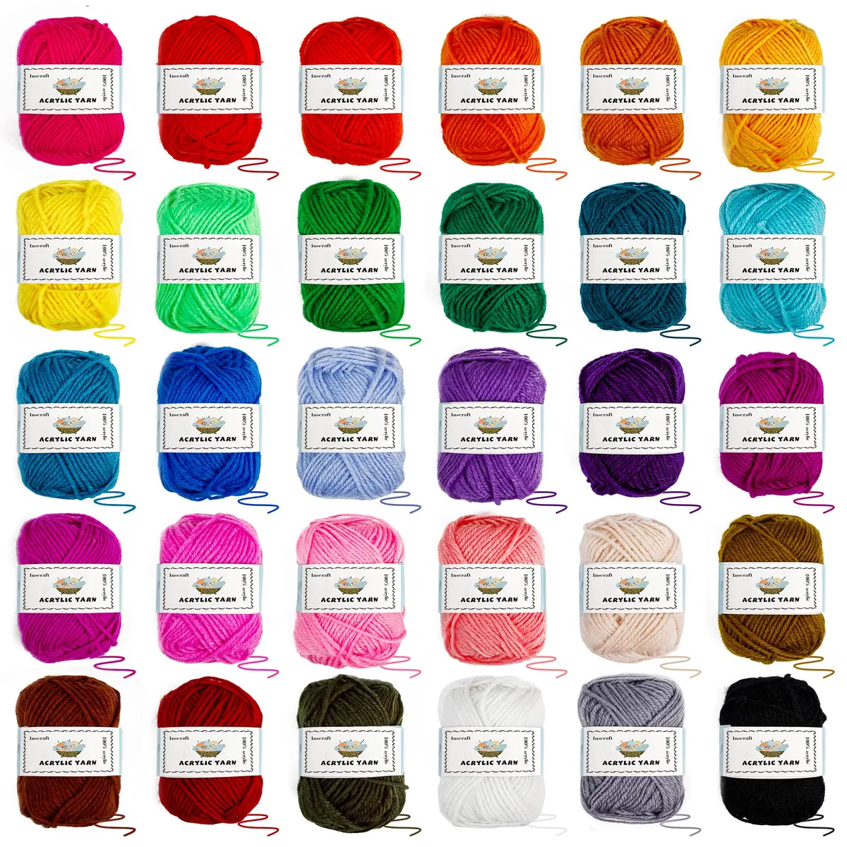 INSCRAFT Crochet Yarn Kit for Beginners & Kids | 1650 Yards, 30 Colors, Acrylic Yarn, Hooks, Manual, Pink Bag - view 4