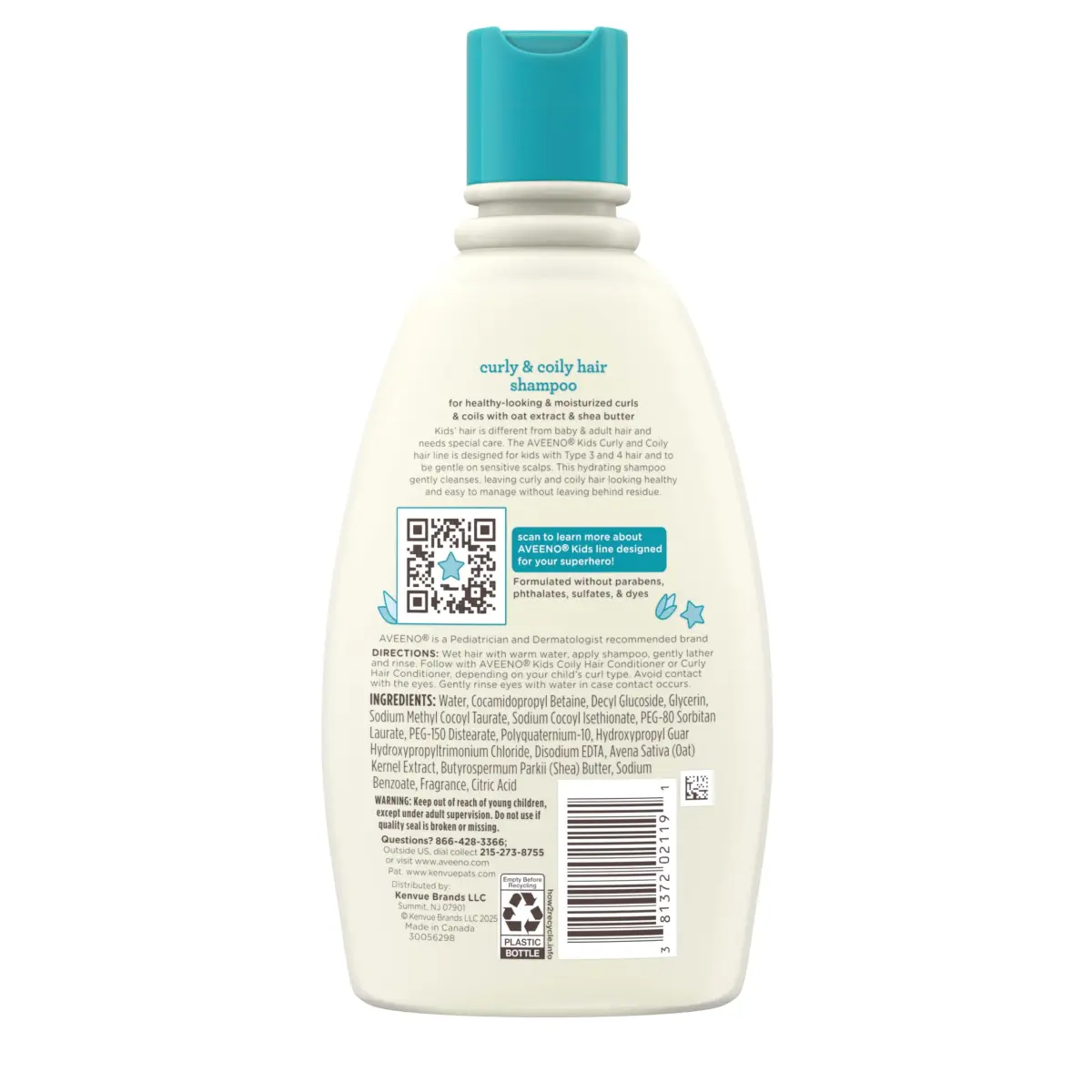 Aveeno Kids Curly & Coily Hair Shampoo 355ml (12 fl. oz) | Gentle Cleansing for Type 3 & 4 Hair - view 7